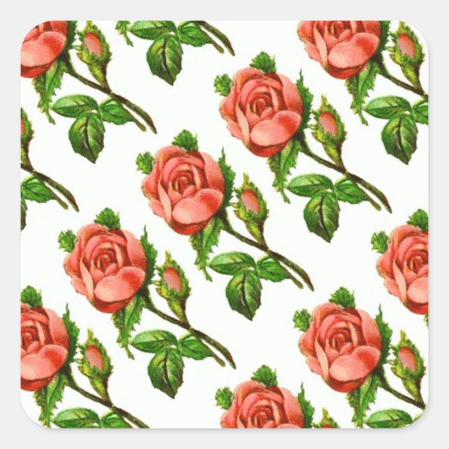 Autocollant de roses anglaises florales fleurs ros (Devant)