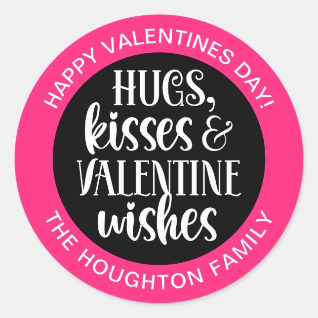 Autocollant de Saint-Valentin rose chaud personnal (Devant)