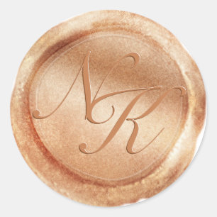 Autocollant de sceau de cire or Rose Monogramme pe