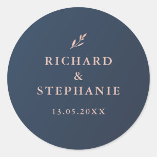 Autocollant de sceau d'enveloppe à feuillage rose 