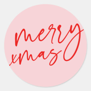 Autocollant de script rouge et rose de Joyeux Noël