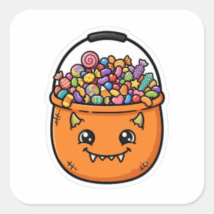 Autocollant de seau de bonbons de monstre mignon p