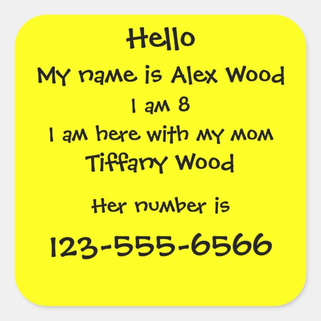 Autocollant de sécurité pour enfants (Devant)