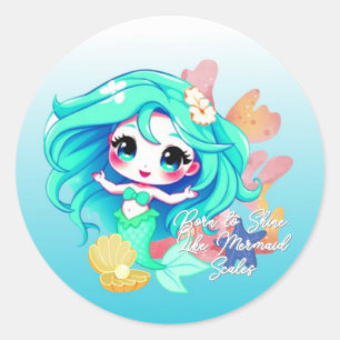 Autocollant de sirène chibi adorable