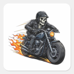 Autocollant de squelette de motard - Crâne de moto