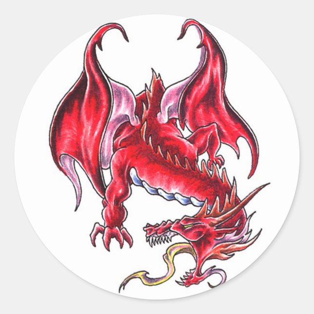 autocollant de style dragon rouge cool (Devant)