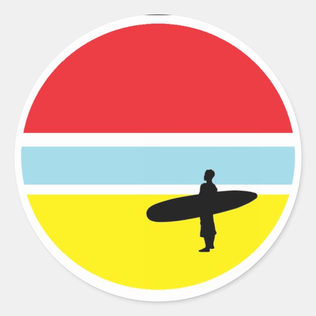 Autocollant de surfer de coucher du soleil (Devant)