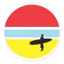 Autocollant de surfer de coucher du soleil