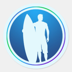 Autocollant de surfer et de planche de surf