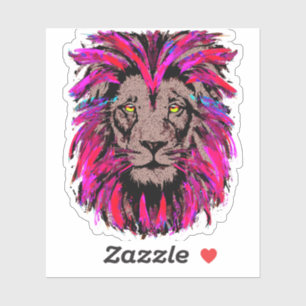 Autocollant de tête de lion - Lion rose autocollan