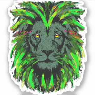 Autocollant de tête de lion - Lion vert autocollan