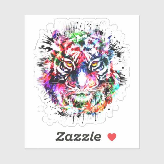 Autocollant de tête de tigre - Sticker de tigre co (Feuille)