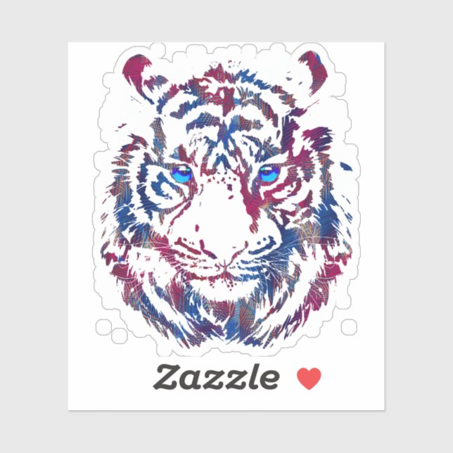 Autocollant de tête de tigre - Sticker de tigre ré (Feuille)