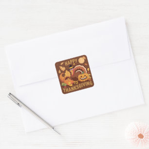 Autocollant de Thanksgiving joyeux dinde automne