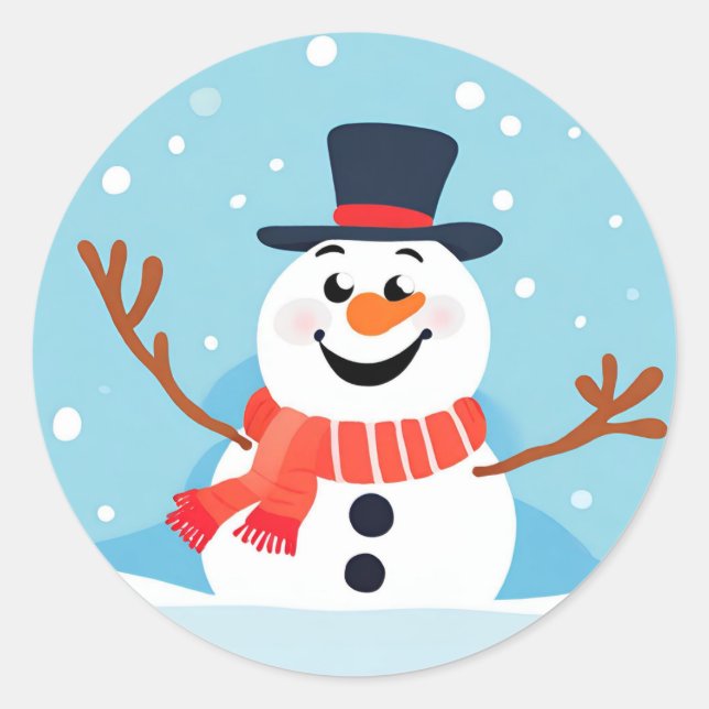 Autocollant de vacances de Noël bonhomme de neige (Devant)