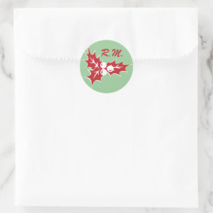 Autocollant de vacances Red Holly Feuille