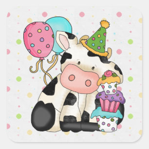Autocollant de vache d'anniversaire