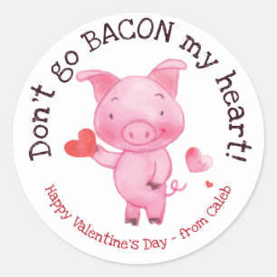 Autocollant de Valentine de porc d'aquarelle