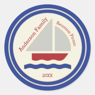 Autocollant de voilier bleu, blanc, bleu marine