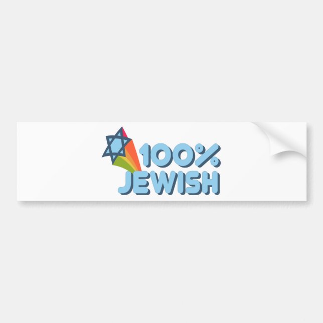 Autocollant De Voiture 100% JUIF + Magen David (Devant)