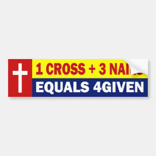 AUTOCOLLANT DE VOITURE 1 CROIX PLUS 3 CLOUS ÉGALE 4GIVEN