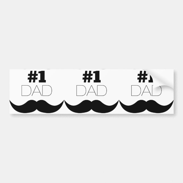 Autocollant De Voiture #1 Papa Mustache noire - Numéro Un (Devant)