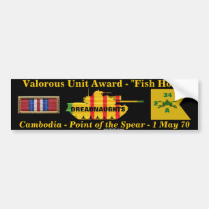 Autocollant De Voiture 2/34th Unité valeureuse d'armure - Cambodge