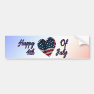 Autocollant De Voiture 4 juillet coeur heureux de drapeau des Etats-Unis