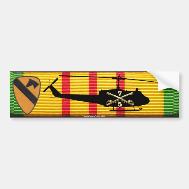 Autocollant De Voiture 5/7e Cavalerie, 1re Cav. Sticker UH-1 (Devant)