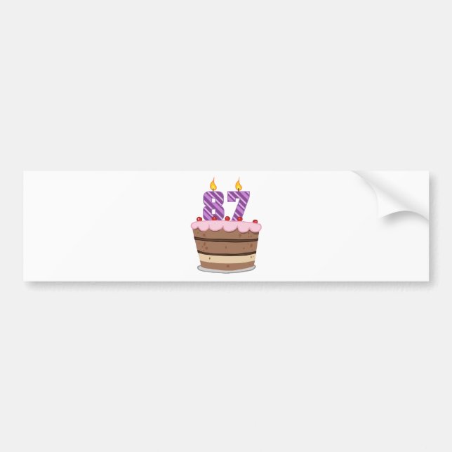 Autocollant De Voiture 87 ans sur le gâteau d'anniversaire (Devant)