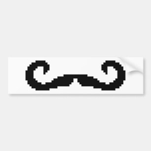 Autocollant De Voiture 8 Bit Pixel Handlebar Moustache