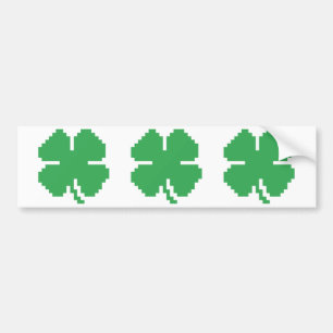 Autocollant De Voiture 8 bits Pixel Lucky Four Leaf Clocher