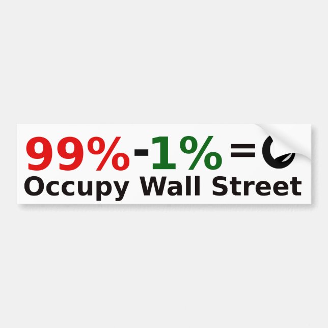 Autocollant De Voiture 99% - 1% = singularité, occupent Wall Street (Devant)