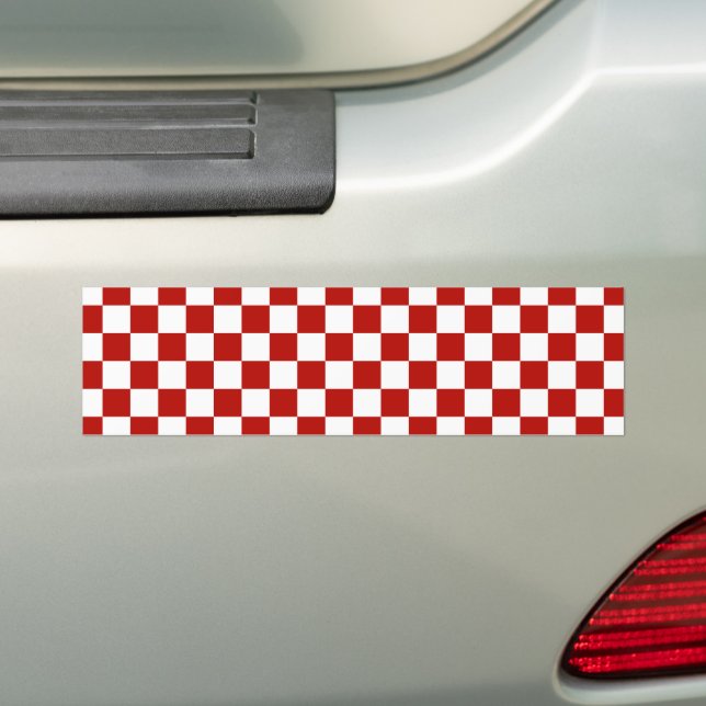 Autocollant De Voiture à damiers carré rouge blanc rétro (En voiture)