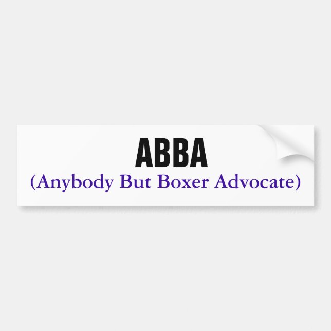 Autocollant De Voiture ABBA, (avocat de quiconque mais de boxeur) (Devant)