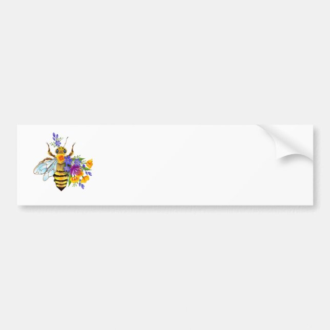 Autocollant De Voiture Abeille à fleurs avec plantes sauvages (Devant)