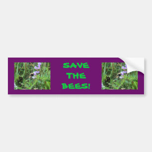 Autocollant De Voiture Abeille F2 sur fleurs sauvages violettes