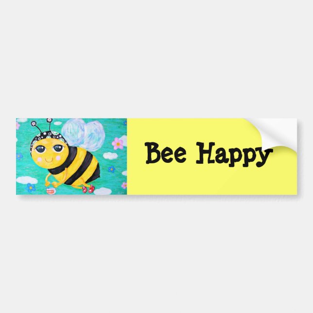 Autocollant De Voiture Abeille heureuse (Devant)