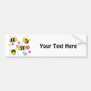 Autocollant De Voiture Abeilles bourdonnées en fleurs de jardin