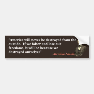 Autocollant De Voiture Abraham Lincoln Quota On America's Destruction