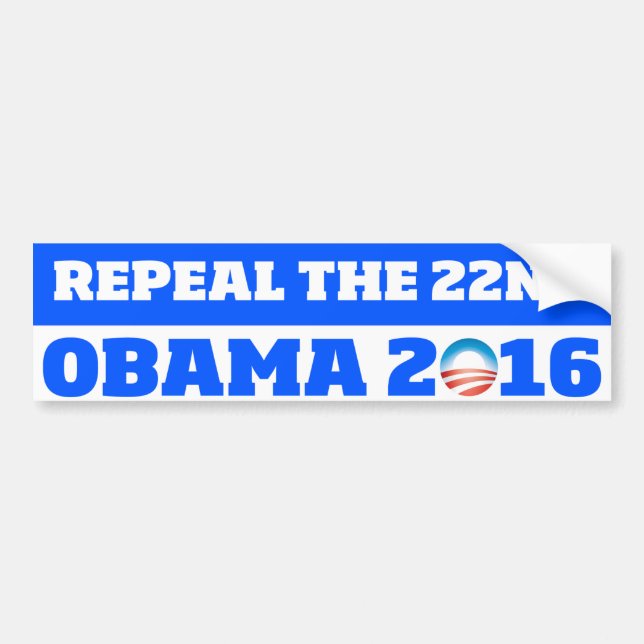 Autocollant De Voiture Abrogez le 22ème : Obama 2016 (Devant)