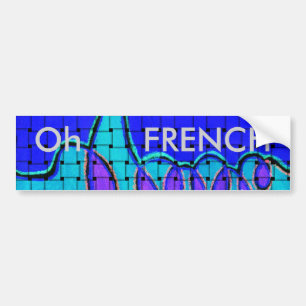 Autocollant De Voiture Abstrait bleu français avec texture tissée