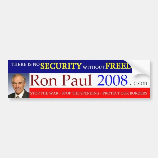 Autocollant De Voiture Adhésif pour pare-chocs 2008 de Ron Paul (Devant)