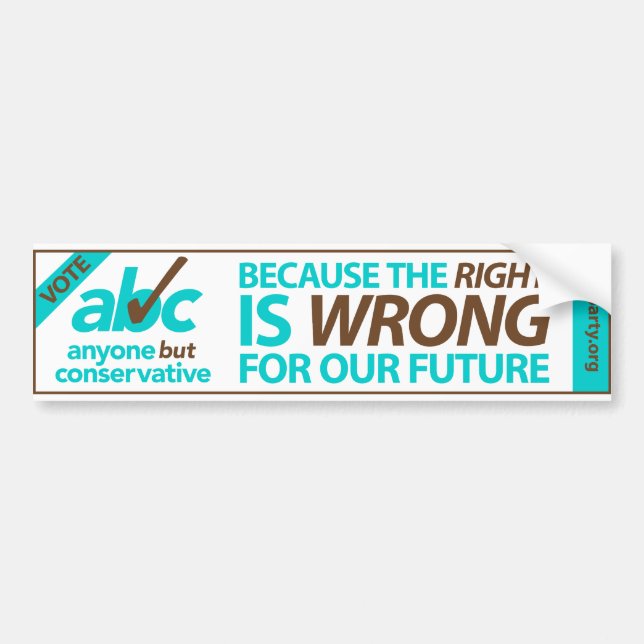 Autocollant De Voiture Adhésif pour pare-chocs d'ABC de vote (Devant)