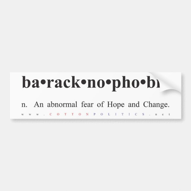 Autocollant De Voiture Adhésif pour pare-chocs de Baracknophobia (Devant)
