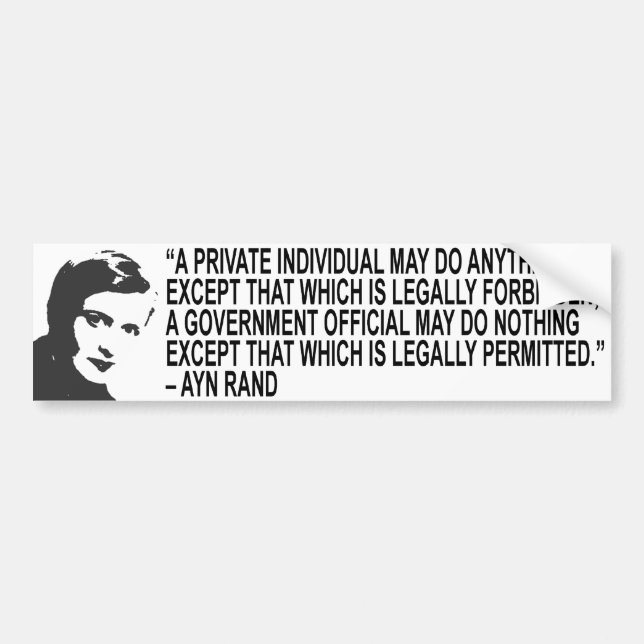 Autocollant De Voiture Adhésif pour pare-chocs de citation d'Ayn Rand (Devant)