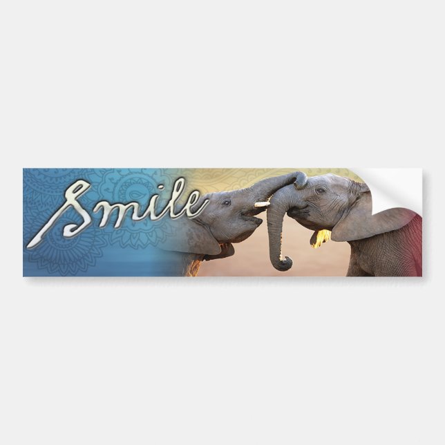 AUTOCOLLANT DE VOITURE ADHÉSIF POUR PARE-CHOCS D'ÉLÉPHANT DE SOURIRE (Devant)