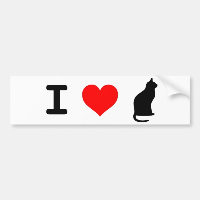 Autocollant De Voiture Adhésif pour pare-chocs du chat I <3 (Devant)