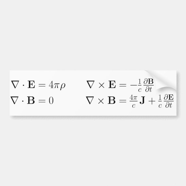 Autocollant De Voiture Adhésif pour pare-chocs, les équations de Maxwell (Devant)