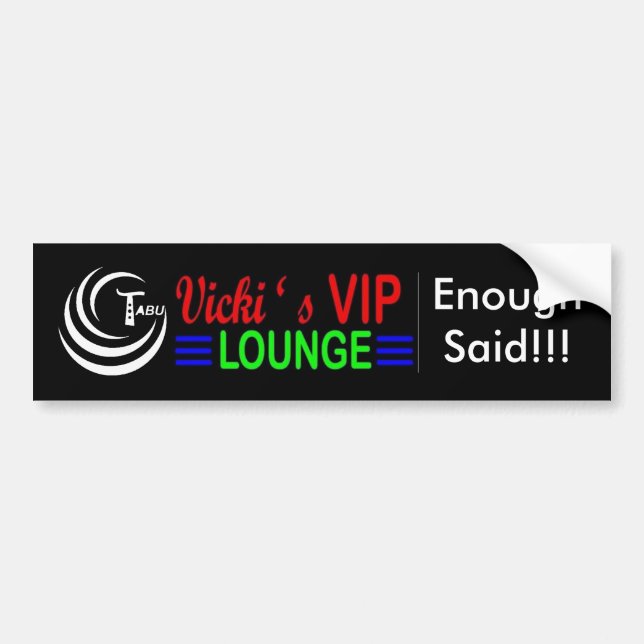 Autocollant De Voiture Adhésif pour pare-chocs noir tabou VIP (Devant)